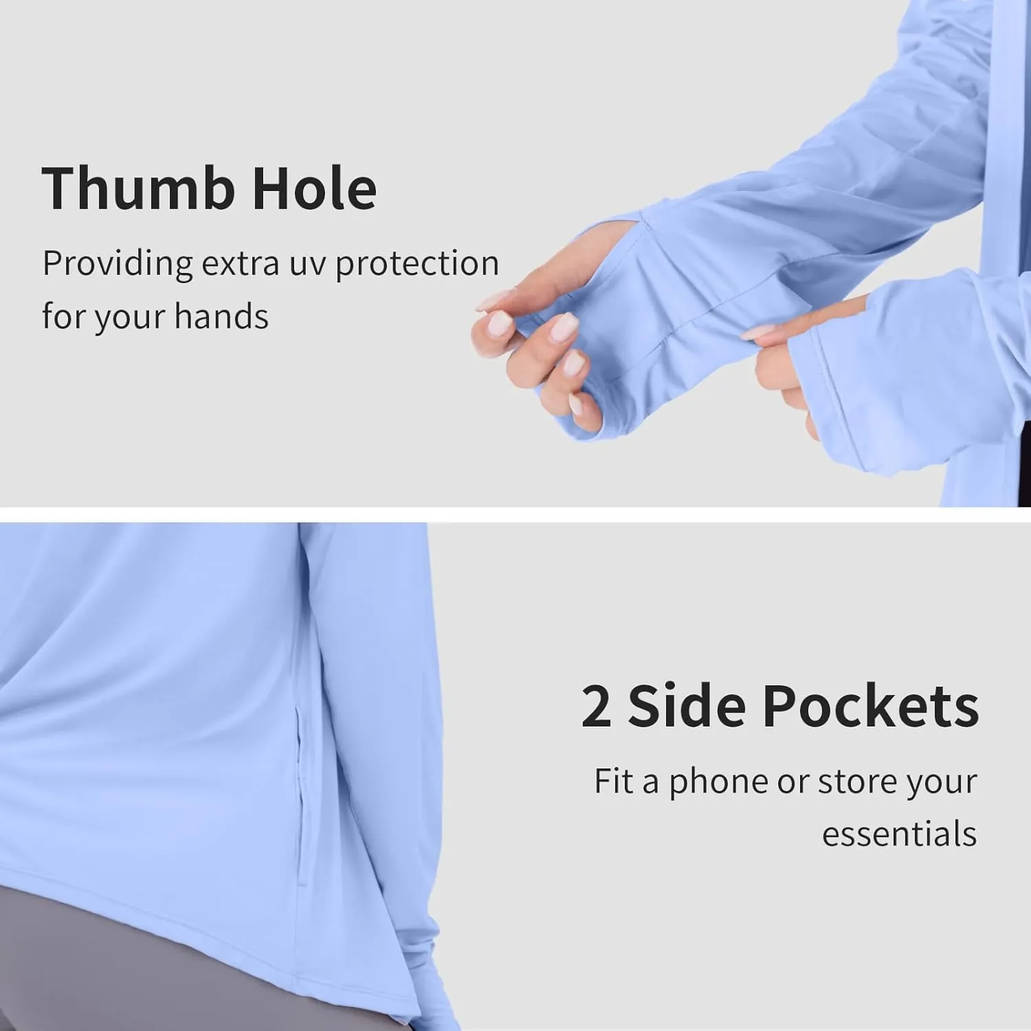 Womens Thin Summer Cardigan Long Sleeve Open Front Upf50 Uv SPF Sun Protection Lightweight Cover Up Thumb Holes with Pockets