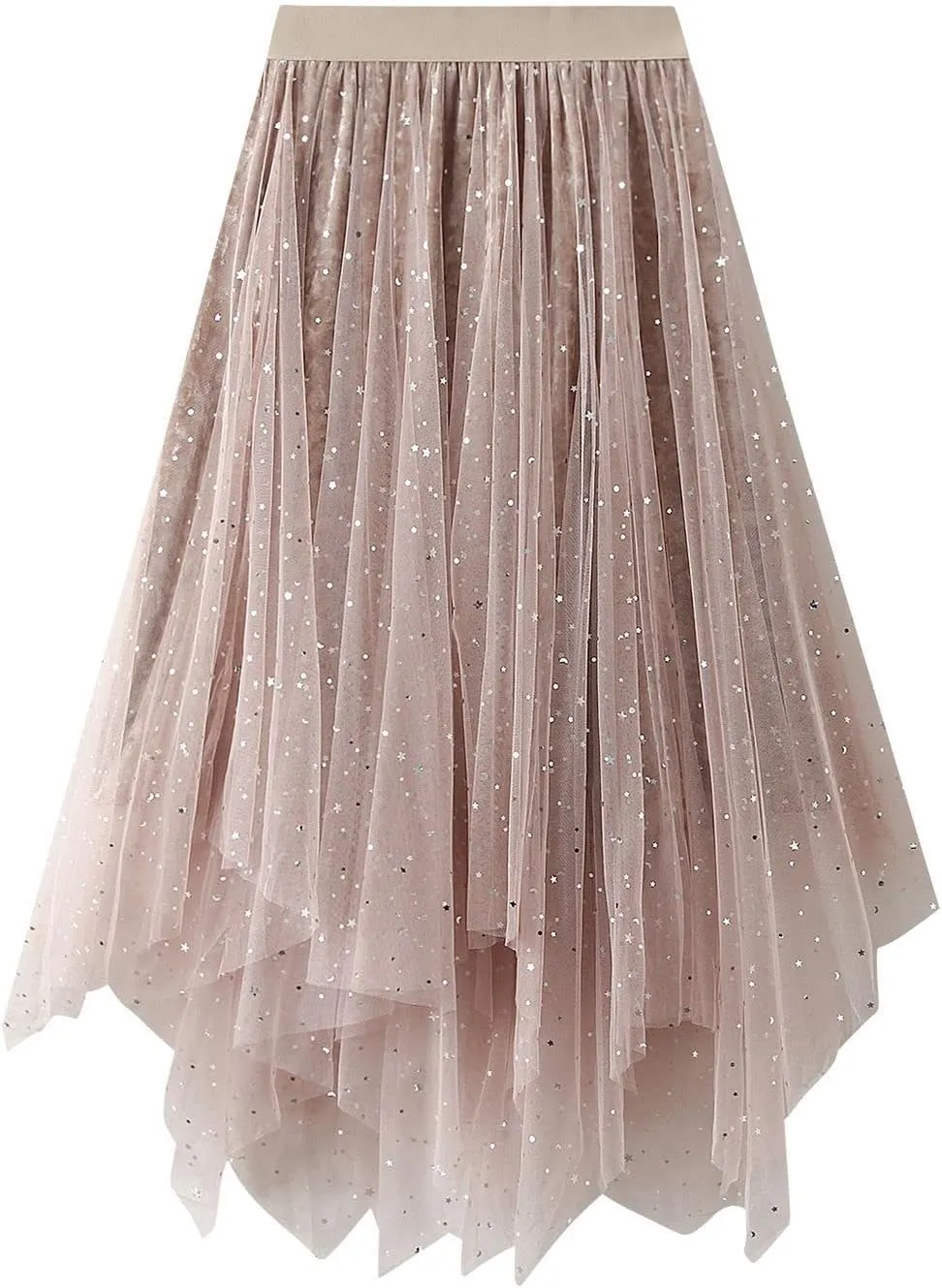 Women's Tutu Tulle Skirt Pleated Skirt Midi Velvet Holiday Elastic Waist Mesh Fall Elastic Tulle Skirt