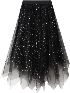 Women's Tutu Tulle Skirt Pleated Skirt Midi Velvet Holiday Elastic Waist Mesh Fall Elastic Tulle Skirt
