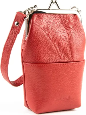 Women's Wallet Premium Leather Cigarette Case & RFID Clutch with Wristlet Red by WalletBe